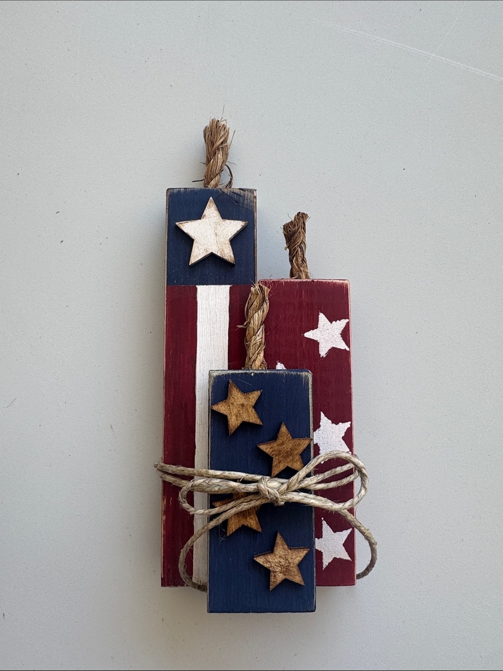 Handmade Patriotic Wooden Firecracker Decor Set